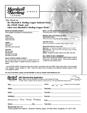 2007 Marshall & Sterling League Membership Application