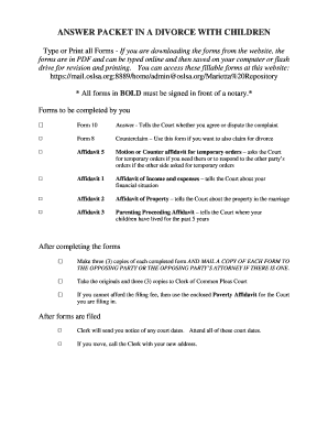Ohio Divorce Answer Packet with Children