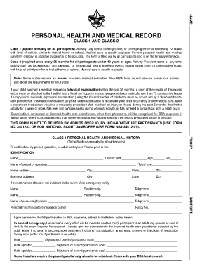 BSA Personal Health and Medical Record