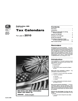 IRS Publication 509 Tax Calendar