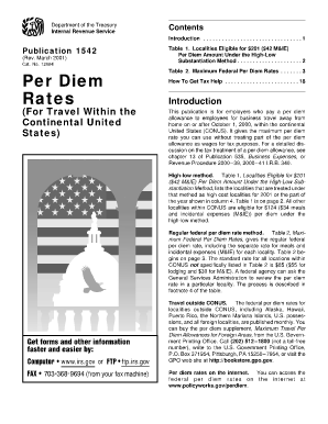IRS Publication 1542 Per Diem Rates