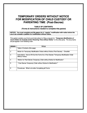 Temporary Orders Without Notice for Child Custody