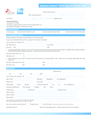 American Express Credit Card Application Form