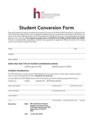 Verification of experience letter - Student Conversion Form - hrci