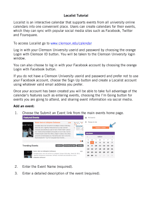 Clemson University Localist Event Submission Form
