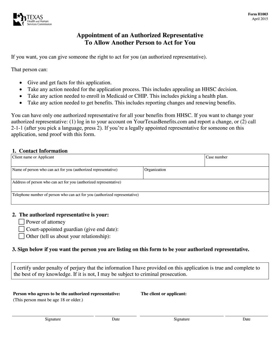 Form H1003 Fill & Edit Printable PDF Forms Online
