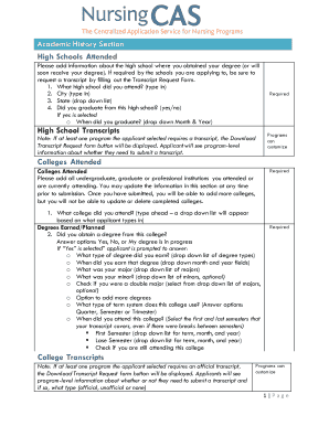 Academic History Form