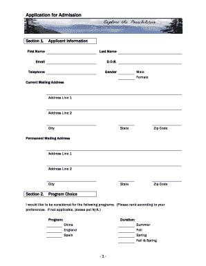 Application for Admission