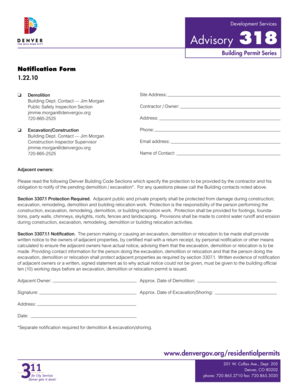 Denver Demolition and Excavation Notification Form