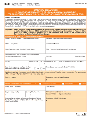 Statutory Declaration for Indian Status Registration