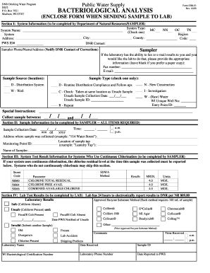 Wisconsin Bacteriological Analysis Form 3300-51