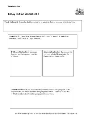 Essay Outline Worksheet