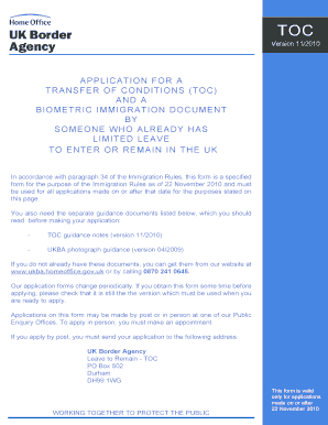 UK Transfer of Conditions Application Form