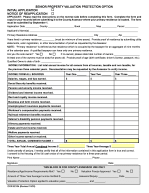 Senior Property Valuation Protection Option Application