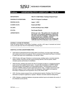 Fillable Online sjsu Title IV-E - sjsu Fax Email Print - pdfFiller