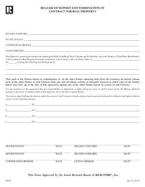 Release of Deposit and Termination of Contract for Real Property