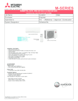 Mitsubishi Heat Pump Submittal Form