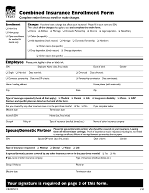 Combined Insurance Enrollment Form