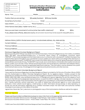 Girl Scouts Volunteer Background Check Authorization
