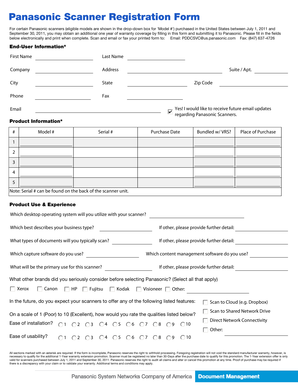 Panasonic Scanner Registration Form