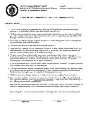 University of Massachusetts Amherst Student Employment Conditions