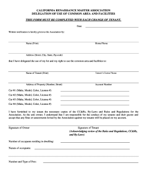 California Renaissance Master Association Deed of Delegation