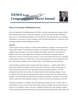 Fillable Online Tips on Correcting Credit Report Errors Fax Email Print ...