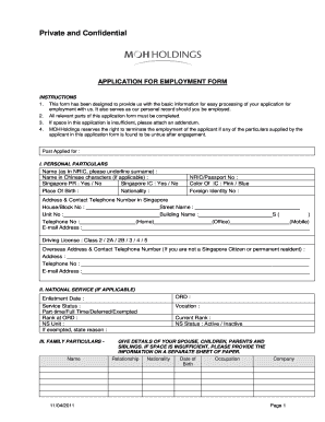 Application for Employment Form
