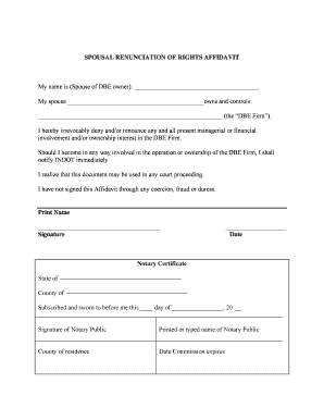Spousal Renunciation of Rights Affidavit
