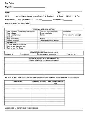 New Patient Medical History Form