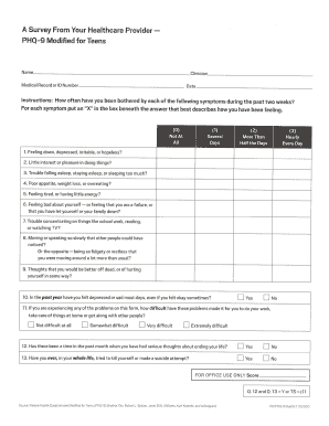 phq 9 2017 - Edit Online, Fill Out &amp; Download Forms in Word &amp; PDF from ...