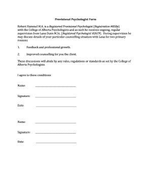 Provisional Psychologist Consent Form