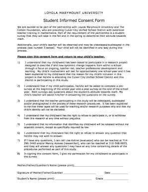 Loyola Marymount University Student Informed Consent Form
