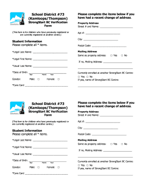 StrongStart BC Verification Property Address Form