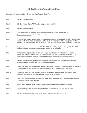 180-Day Exception Request Detail Page