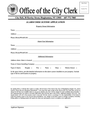 Alarm User License Application