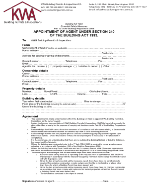Agent Appointment Form for Building Permits