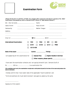 Goethe-Institut Examination Form