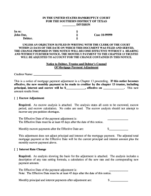 Notice of Mortgage Payment Adjustment