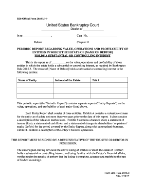 US Bankruptcy Court Form B26
