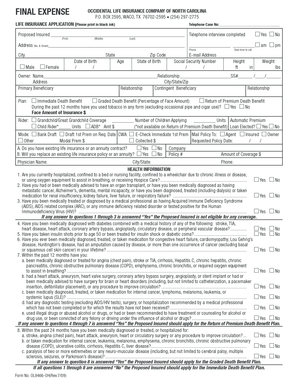 Occidental Life Insurance Application