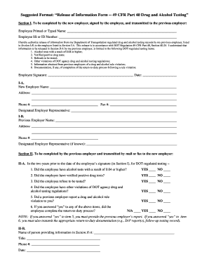 DOT Drug and Alcohol Testing Release Form