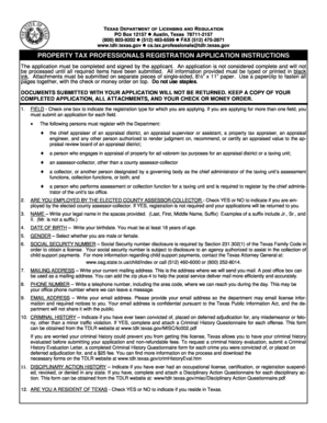 Texas Property Tax Professionals Registration Application