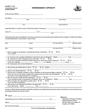 Kentucky Nonresidency Affidavit