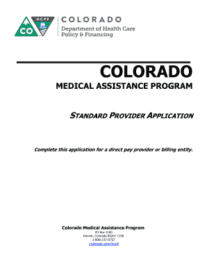 Colorado Medical Assistance Provider Application