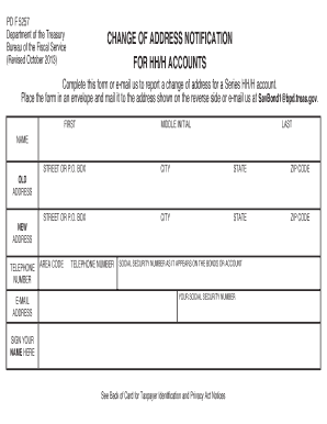 Change of Address Notification for HH/H Accounts