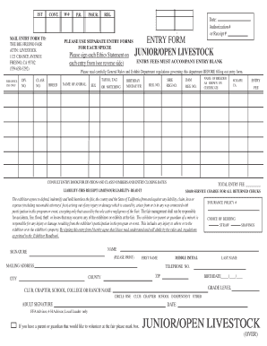 Big Fresno Fair Livestock Entry Form