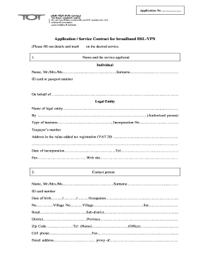 Broadband DSL-VPN Service Application Contract