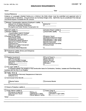 Insurance Requirements Form Gen 146R