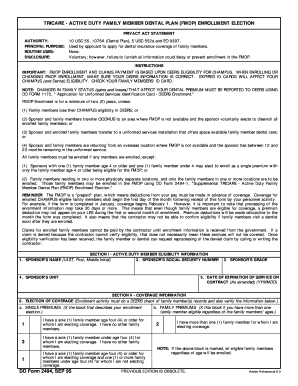 TRICARE Active Duty Family Member Dental Plan Enrollment